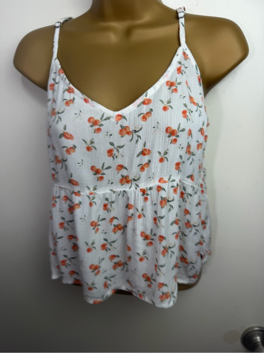 Abercrombie & Fitch Floral White Orange Print Cami‎ Babydoll Tank Top Sz XS NWT